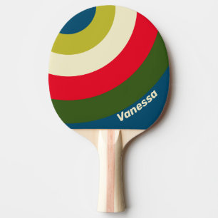 Retro Rugby Circle Stripe with Name Ping Pong Paddle