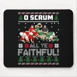 Retro Rugby O Scrum All Ye Faithful Ugly Merry Chr Mouse Mat