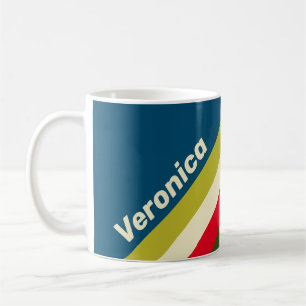 Retro Rugby Stripes with Name Coffee Mug