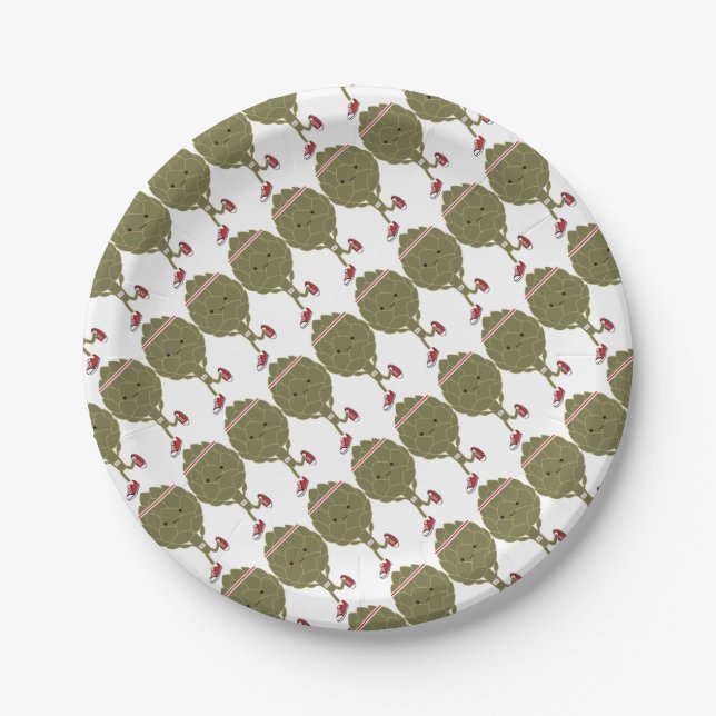 Retro Running Artichoke Paper Plate (Front)