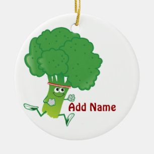 Retro Running Broccoli Ceramic Tree Decoration