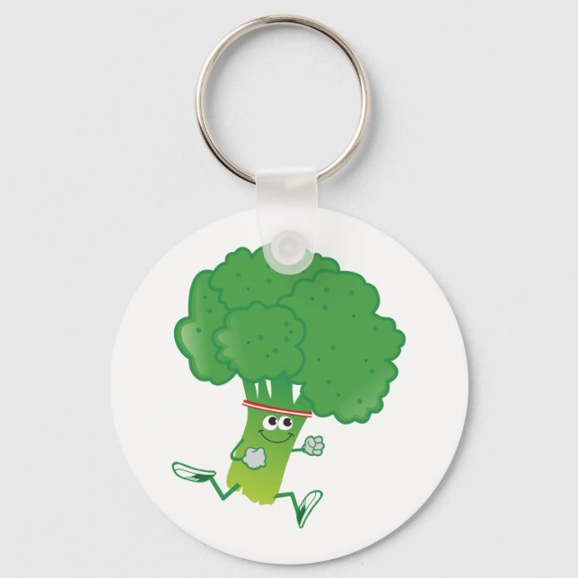 Retro Running Broccoli Key Ring (Front)
