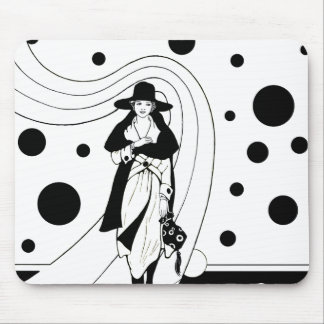 Retro Runway Model, Vintage Art Deco Fashion Mouse Mat