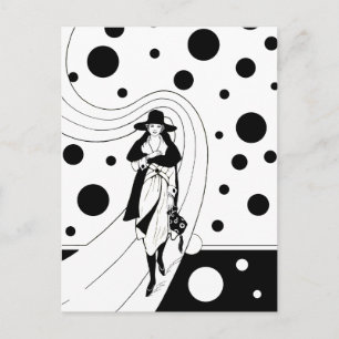 Retro Runway Model, Vintage Art Deco Fashion Postcard