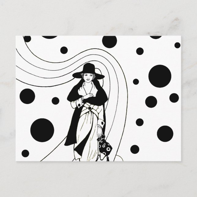 Retro Runway Model, Vintage Art Deco Fashion Postcard (Front)