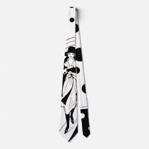 Retro Runway Model, Vintage Art Deco Fashion Tie