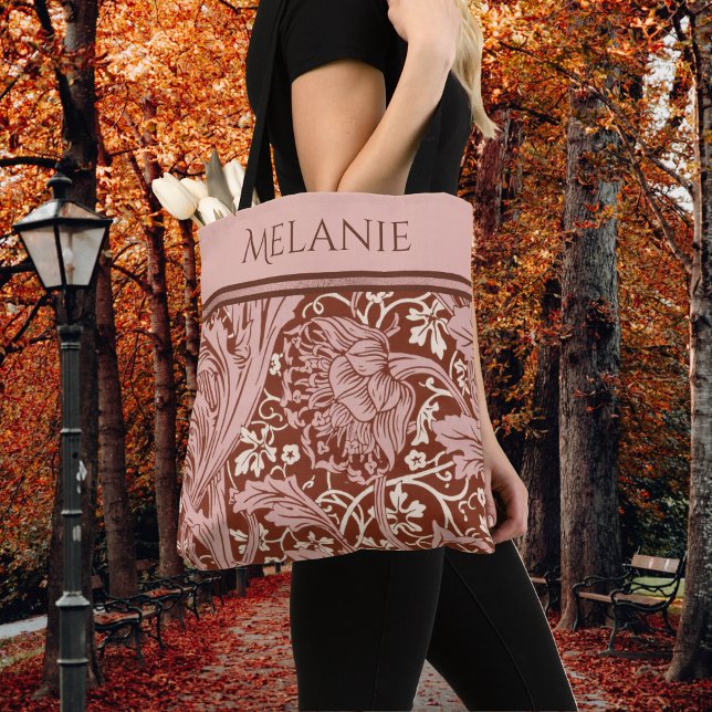 Retro Rust Floral Art Nouveau May Morris Arcadia   Tote Bag (Creator Uploaded)