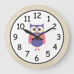 Retro Rustic Custom Owl Large Clock