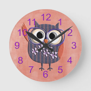 Retro Rustic Custom Owl Round Clock