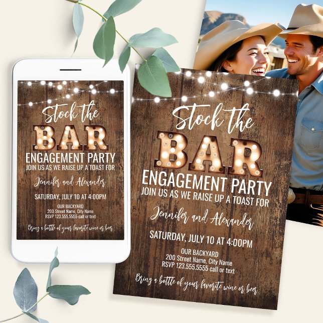 Retro Rustic Engagement Party Invitation (Creator Uploaded)