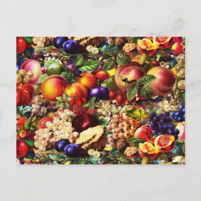 Retro Rustic Fresh Summer Tropical Fruit Vegetable Holiday Postcard (Front)