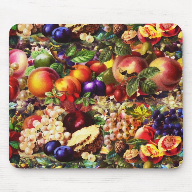 Retro Rustic Fresh Summer Tropical Fruit Vegetable Mouse Mat (Front)