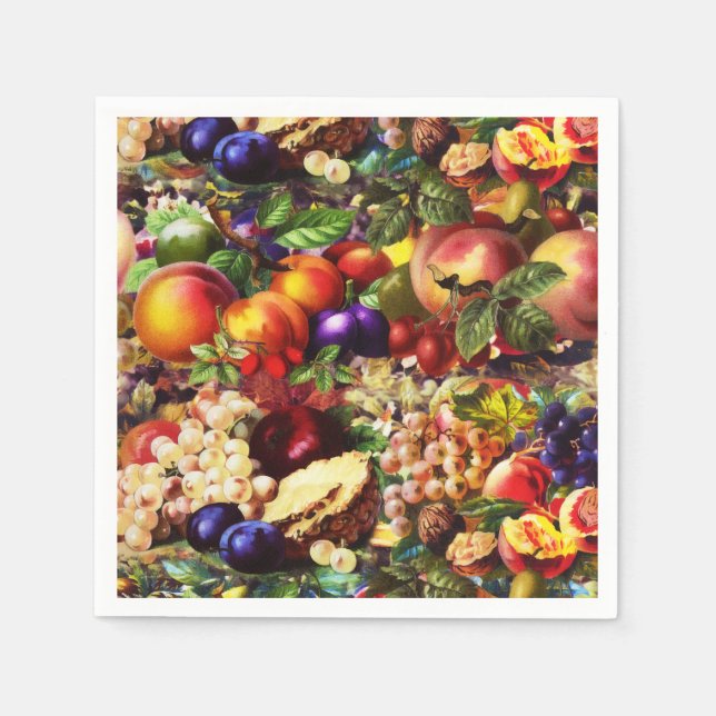 Retro Rustic Fresh Summer Tropical Fruit Vegetable Napkin (Front)