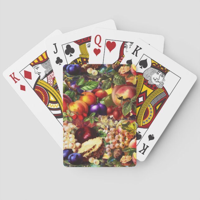 Retro Rustic Fresh Summer Tropical Fruit Vegetable Playing Cards (Back)