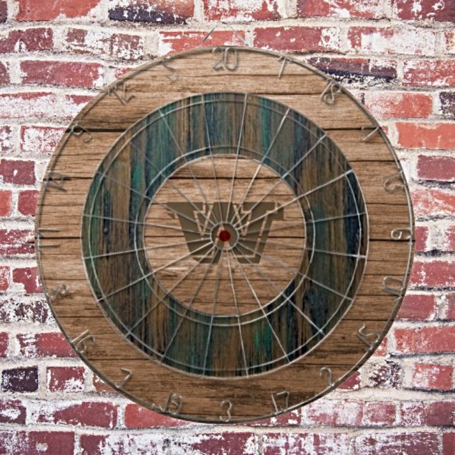 Retro Rustic Monogrammed Wood   Dartboard (Creator Uploaded)