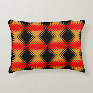 Retro Rustic Red Black Gold Pattern Decorative Cushion