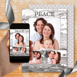 Retro Rustic Wood Christmas Photo Card