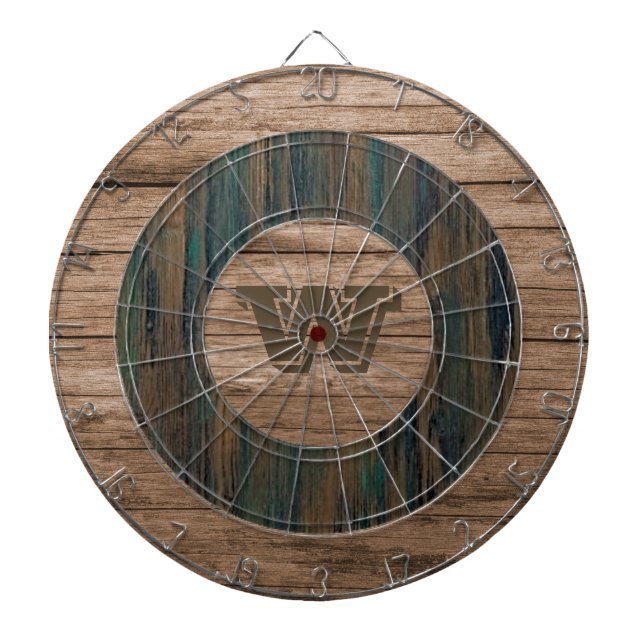 Retro Rustic Wood Personalized Dartboard (Front)