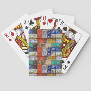 retro rusty license plate collection playing cards