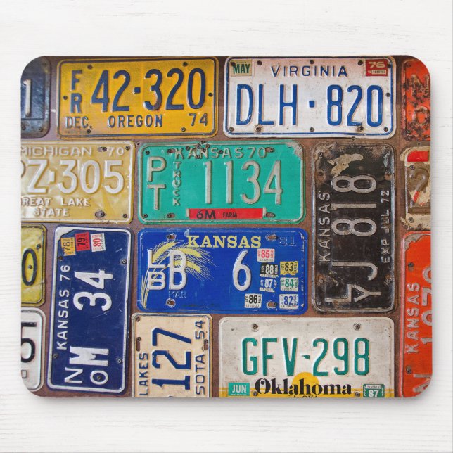 Retro Rusty License Plates Mouse Mat (Front)