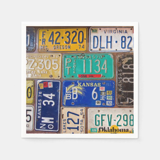 Retro Rusty License Plates Napkin (Front)