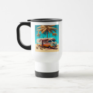 Retro RV and Palm Trees Travel Mug