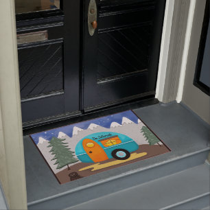 Retro RV Camper Camping  Doormat