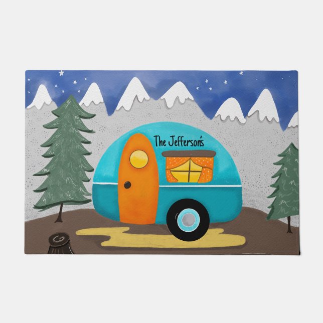 Retro RV Camper Camping  Doormat (Front)