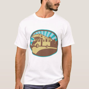 Retro RV Campervan Mountain Adventure Vintage Sun T-Shirt