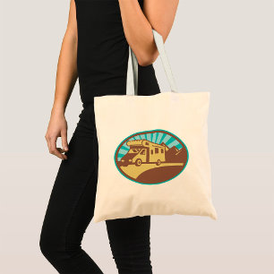 Retro RV Campervan Mountain Adventure Vintage Sun Tote Bag