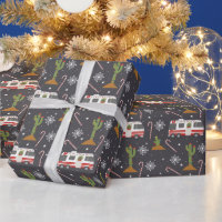 Retro Rv Desert Cactus Christmas Pattern Wrapping 