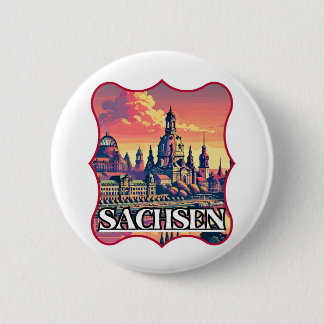 Retro Sachsen Skyline  6 Cm Round Badge