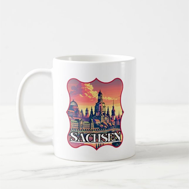 Retro Sachsen Skyline  Coffee Mug (Left)