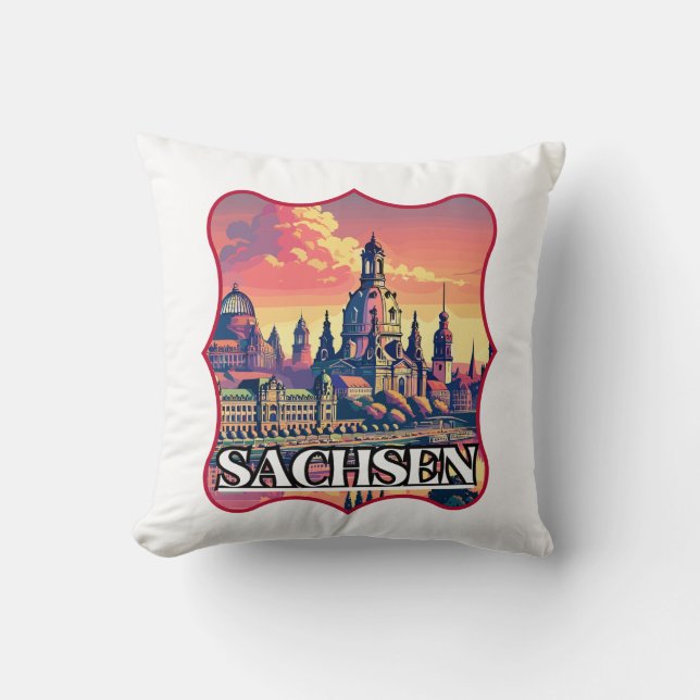 Retro Sachsen Skyline  Cushion (Front)