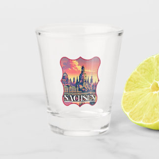 Retro Sachsen Skyline  Shot Glass
