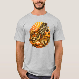 Retro Safari Animal Pattern | Vintage Wildlife Boh T-Shirt