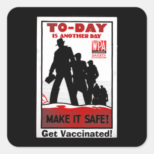Retro Safety poster/Pro vaccine Poster Square Sticker