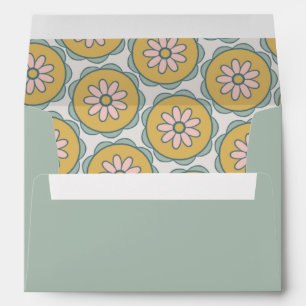 Retro Sage Floral Pastel Shower Return Address  Envelope