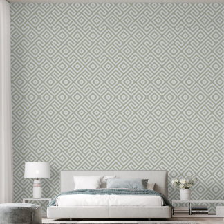 Retro Sage Green Abstract Geometric Pattern Wallpaper