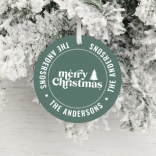 Retro Sage Green Christmas Modern Minimal Unique Ceramic Tree Decoration