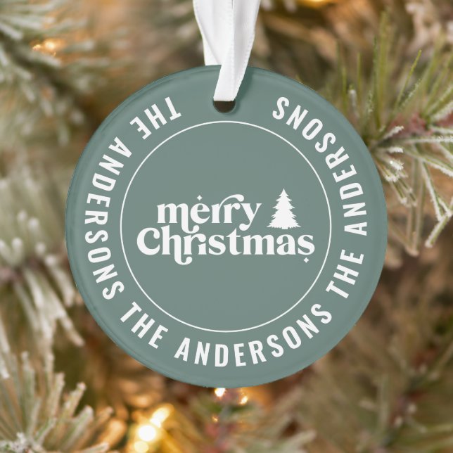 Retro Sage Green Christmas Modern Minimal Unique Ornament (Tree)