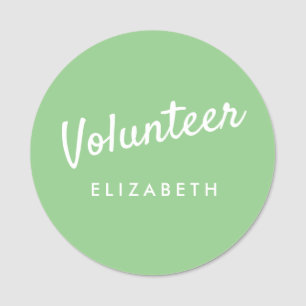 Retro Sage Green Volunteer Magnetic Name Tag