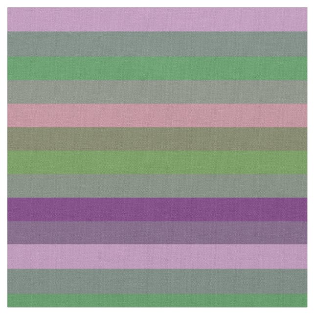 Retro Sage & Lilac Muted Rainbow Stripe Pattern Fabric (Close Up)