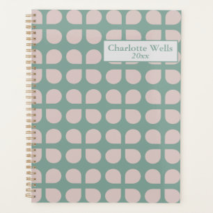 Retro Sage Pastel Mid Century Petals Personalised Planner