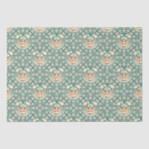 Retro Sage Sand Cheerleader Mandala Diamond Tile Tissue Paper