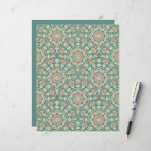 Retro Sage & Sand Ornate Mandala Art Deco Scallop