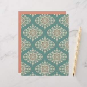 Retro Sage & Sand Ornate Mandala Ogee Damask