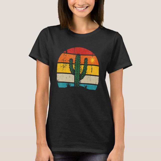 Retro Saguaro Cactus Cactus Sunset Opuntia Cactace T-Shirt (Front)