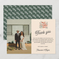 Retro Saguaro Cactus Desert Wedding Thank You Card
