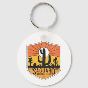 Retro Saguaro National Park Arizona Tucson Cactus Key Ring